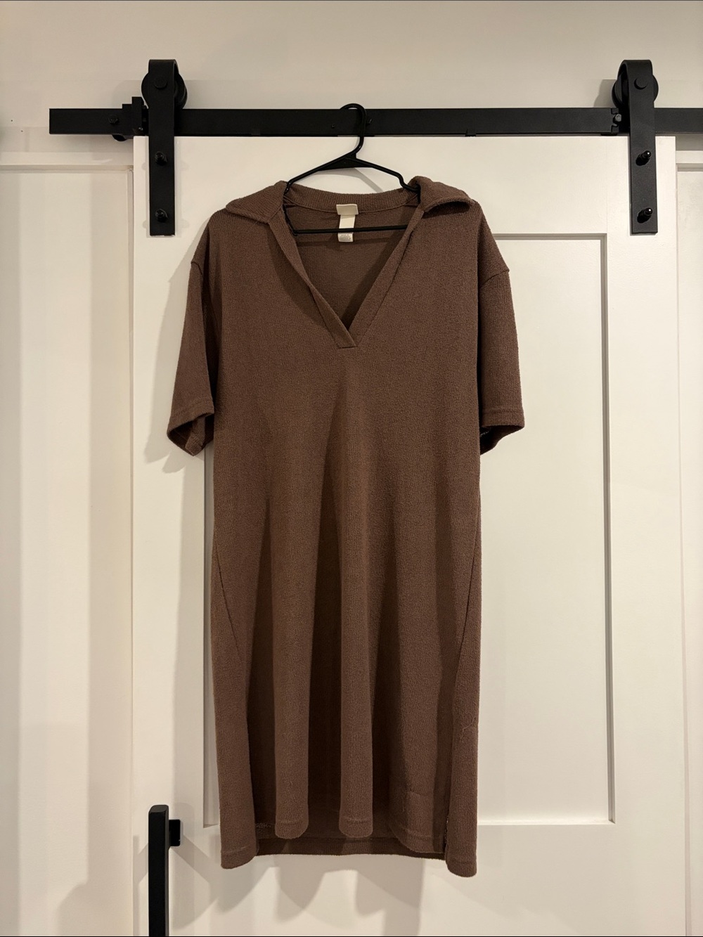 H&M Brown Knit Hooded Polo Top